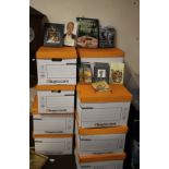 ELEVEN BOXES OF MISCELLANEOUS BOOKS - HARDBACK, PAPERBACK, COOKERY BOOKS, BIOGRAPHIES, NOVELS ETC.