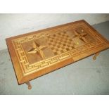 A RECTANGULAR INLAID CABRIOLE LEGGED COFFEE TABLE