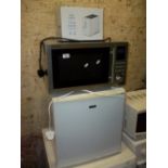 A BOXED TOASTER, A SHARP MICROWAVE / OVEN AND A LEC TABLE TOP FREEZER
