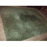 A VINTAGE GREEN FLORAL PATTERNED RUG, SIZE 365 X 273 CM