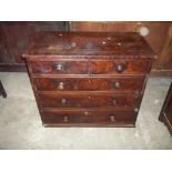 AN ANTIQUE VICTORIAN CHEST OF FIVE DRAWS, TWO OVER THREE