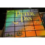 A BOX OF LP RECORDS TO INCLUDE CHILDREN'S PETER PAN & ALICE IN WONDERLAND, JAZZ, MOVIE THEMES ETC.
