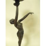 AN ART DECO STYLE FIGURATIVE TABLE LAMP WITH GLASS SHADE, OVERALL HEIGHT 65 CM, S/D