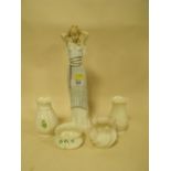 A ROYAL DOULTON REFLECTIONS FIGURE, SWEET PERFUME HN3094 TOGETHER WITH FOUR SMALL BELLEEK VASES