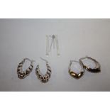 THREE PAIRS OF SILVER EARRINGS, TOTAL WEIGHT 10.7 G