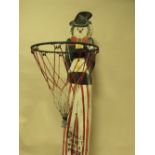 A FAIRGROUND STYLE PAINTED WOODEN BASKET BALL HOOP