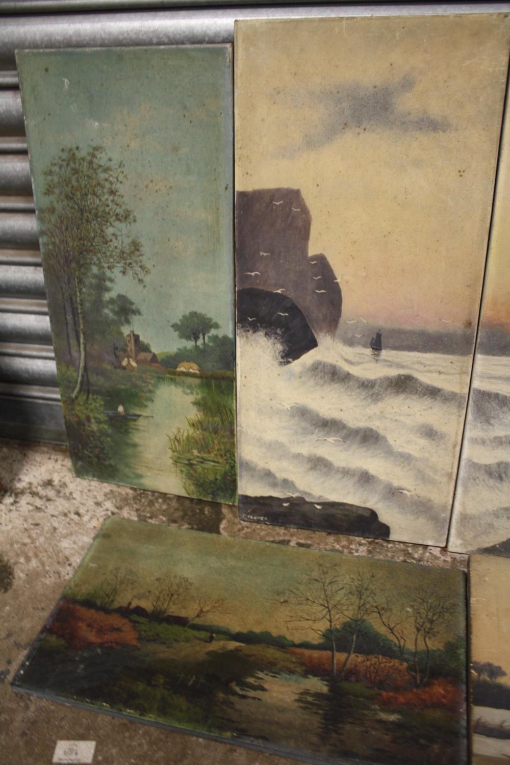 A COLLECTION OF SIX VINTAGE OIL ON CANVASES ALL SIGNED E TANNER TO INCLUDE RURAL LANDSCAPES, PAIR OF - Image 3 of 4