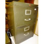 A PAIR OF TWO DRAWER METAL FILING CABINETS