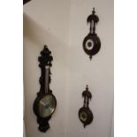 THREE ANTIQUE WALL BAROMETERS, A/F