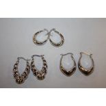 THREE PAIRS OF SILVER EARRINGS - APPROX WEIGHT 11.1G