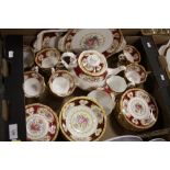 A TRAY OF ROYAL ALBERT LADY HAMILTON CHINA TO INCLUDE A TEAPOT, TRIOS ETC.
