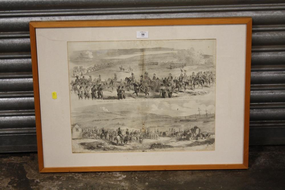 A DOUBLE SIDED FRAMED AND GLAZED 'THE LONDON ILLUSTRATED NEWS' FOR JULY 28 1855 REPORTING THE 'CHA