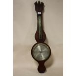 AN ANTIQUE INLAID MAHOGANY WALL BAROMETER A/F