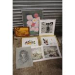TWO FRAMED AND GLAZED DISNEY INTEREST WATERCOLOURS, TOGETHER WITH A LARGE STILL LIFE PICTURE,
