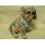 A LARGE RESIN GRAFFITI STYLE FIGURE OF A BULLDOG, H 41 CM