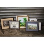 A COLLECTION OF PICTURES AND PRINTS TO INCLUDE A SET OF FOUR FRAMED AND GLAZED WATERCOLOURS
