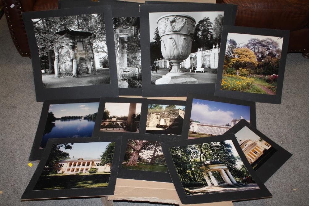 A LARGE QUANTITY OF UNFRAMED ARTISTIC PHOTOGRAPHS MOUNTED ON CARD TO INCLUDE ARCHITECTURAL EXAMPLES