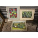 A FRAMED OIL ON CANVAS ENTITLED 'A CUMBERLAND FARM', TOGETHER WITH A STILL LIFE WATERCOLOUR OF