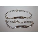 TWO SILVER CHILD SIZE ID BRACELETS- APPROX WEIGHT 9g