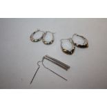 THREE PAIRS OF SILVER EARRINGS, TOTAL WEIGHT 8.9 G