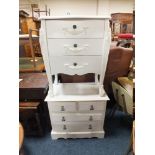 TWO SMALL MODERN WHITE PAINTED CHEST OF DRAWERS (2)