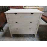 A MODERN 3 DRAWER CHEST H-86 CM W-89 CM A/F ( MARKED TO THE TOP )
