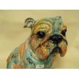 A LARGE RESIN GRAFFITI STYLE FIGURE OF A BULLDOG, H 41 CM