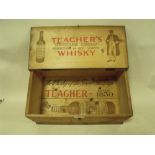 A VINTAGE WOODEN TEACHER'S WHISKY BOX