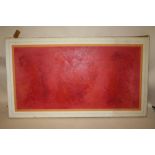 AN UNFRAMED ABSTRACT OIL ON CANVAS SIGNED BOB PAUL LOWER RIGHT - OVERALL SIZE 81CM X 46 CM