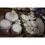 TWO TRAYS OF ROYAL DOULTON YORK H5100 CHINA TO INCLUDE TUREENS, DINING PLATES ETC.