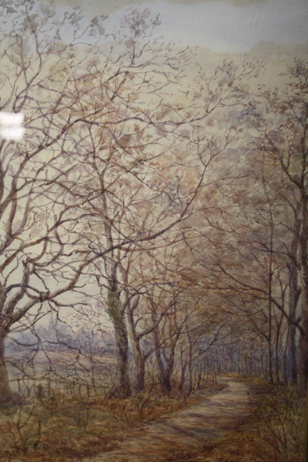 TWO GILT FRAMED AND GLAZED WATERCOLOURS OF COUNTRY PATHS, ONE SIGNED P.K. RAMSAY, TOGETHER WITH - Image 3 of 8