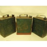 TWO VINTAGE PRATTS JERRY CANS TOGETHER WITH AN ESSO EXAMPLE