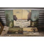 A COLLECTION OF SIX VINTAGE OIL ON CANVASES ALL SIGNED E TANNER TO INCLUDE RURAL LANDSCAPES, PAIR OF
