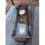 AN ANTIQUE WALNUT VIENNA WALLCLOCK H-103 CM S/D ( MISSING SIDE GLASS PANEL )