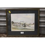 A FRAMED AND GLAZED WATERCOLOUR DEPICTING THE THAMES AT HAMMERSMITH, SIGNED POUTMEY