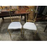 A PAIR OF METAL/ BRASS BANQUETING CHAIRS