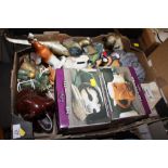 A TRAY OF ANIMAL FIGURES, MUGTAILS MUGS ETC.