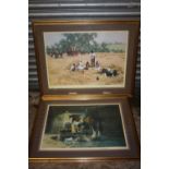 TWO LARGE FRAMED AND GLAZED SIGNED DAVID SHEPHERD PRINTS ENTITLED 'THE OLD FORGE' 812/850 AND 'THE