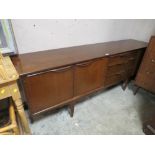 A RETRO DARK TEAK SIDEBOARD W 198 CM