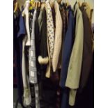 A QUANTITY OF LADIES VINTAGE CLOTHING VARIOUS 50s, 60s & 70s EXAMPLES COMPRISING SKIRTS, 2PC SUITS