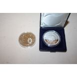 A COMMEMORATIVE 1 OZ FINE SILVER £2 COIN TOGETHER WITH A REPUBLIC OF LIBERIA PRINCESS DIANA