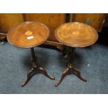 A PAIR OF MAHOGANY INLAID WINE TABLES H-54 CM (2)