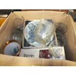 TWO BOXES OF ASSORTED GLASSWARE TO INCLUDE CUT GLASS