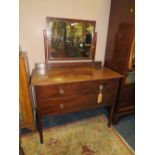 AN EARLY 20TH MAHOGANY TRIPLE WARDROBE WITH A DRESSING TABLE (2)