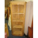 AN ANTIQUE PINE OPEN CORNER CUPBOARD H-191 CM