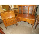 A VINTAGE MAHOGANY BUREAU AND WALNUT DESK (2)