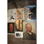 A COLLECTION OF ASSORTED UNFRAMED PICTURES TO INCLUDE AN OIL ON CANVAS PORTRAIT STUDY, WATERCOLOUR