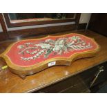 A VICTORIAN SHAPED WALNUT AND BEADWORK STAND W-64 CM