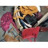 A LARGE BOX OF LADIES HANDBAGS ETC.