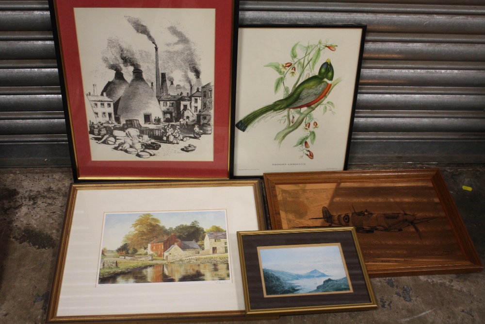 A COLLECTION OF PICTURES AND PRINTS TO INCLUDE A LOWREY PRINT, WATERCOLOUR OF IRONBRIDGE , EDRICK - Image 2 of 11